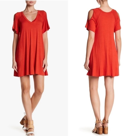 The Vanity Room Dresses & Skirts - Vanity Room Red Cold Shoulder Dress